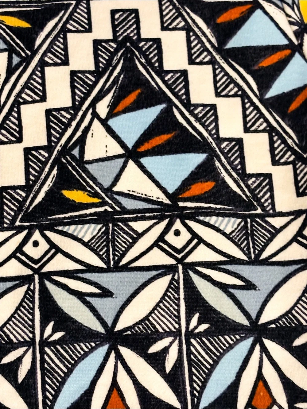 Tory Burch Geometric Print Short Sleeve Top Size M Navy Blue Orange